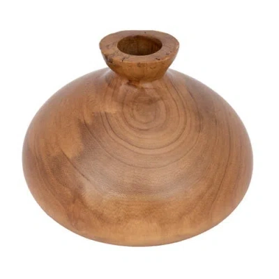 Storied Home Decorative Paulownia Wood Vase, Walnut Finish In Brown