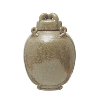 Storied Home Decorative Stoneware Cachepot In Brown