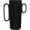 Storied Home Decorative Stoneware Flower Vase With Asymmetrical Handles, Black In Black