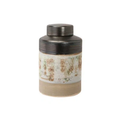 Storied Home Decorative Stoneware Ginger Jar With Reactive Glaze In Multi