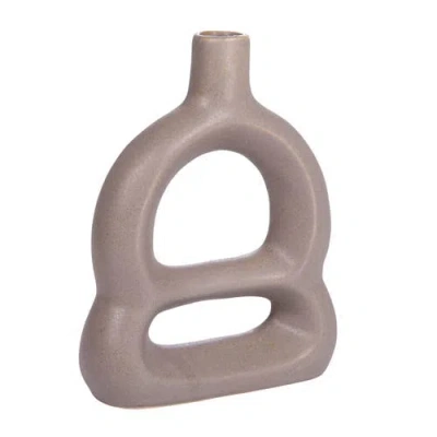 Storied Home Decorative Stoneware Sculptural Vase, Tan In Brown