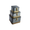 Storied Home Distressed Metal Boxes With Lids, Silver And Gold, Set Of 3 In Silver