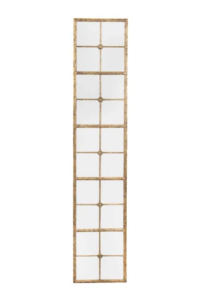 Storied Home Distressed Rectangle Metal Framed Windowpane Wall Mirror, Gold