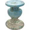 Storied Home Distressed Round Terra-cotta Pillar Candleholder, Blue In Blue