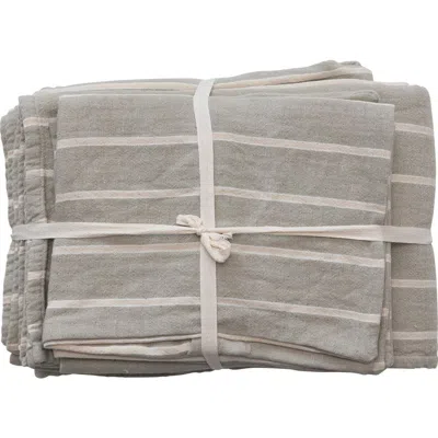 Storied Home Double Cloth Queen Bed Cover Set In Gray