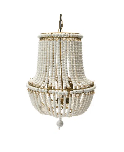Storied Home Draped Wood Bead Chandelier In Cream