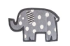 Storied Home Elephant Shaped Cotton Knit Rug With Polka Dots In Gray
