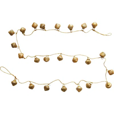 Storied Home Embossed Mercury Glass Ornament Garland, Matte Antique Gold Finish