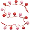 Storied Home Embossed Mercury Glass Ornament Garland With Velvet Ribbon, Pink And Red In Pink