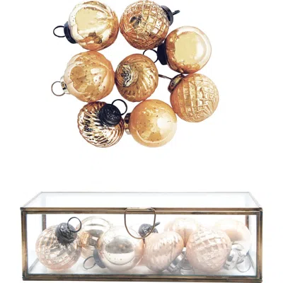 Storied Home Embossed Mercury Glass Ornaments In Gold