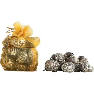 Storied Home Embossed Mercury Glass Ornaments In Metallic