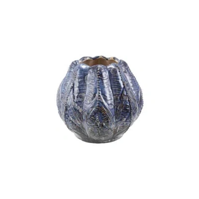 Storied Home Embossed Planter/vase In Blue