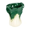 Storied Home Embossed Stoneware Cabbage Shaped Wall Vase Planter In Green