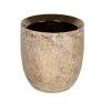 Storied Home Embossed Textured Stoneware Planter, Metallic Gold In Gold