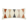 Storied Home Embroidered Cotton Lumbar Pillow With Fringe, Terracotta Multicolor In Neutral