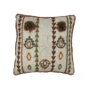 Storied Home Embroidered Cotton Pillow In Multi