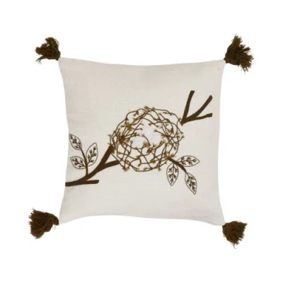 Storied Home Embroidered Pillow In Brown