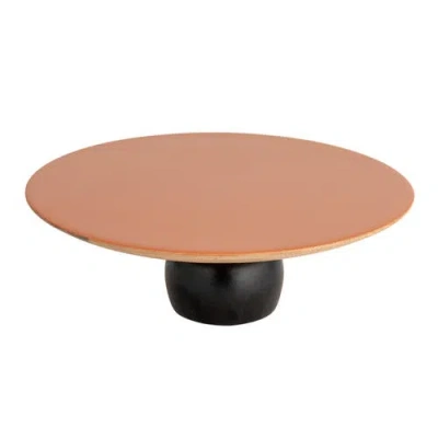Storied Home Enameled Mango Wood Kitchen Pedestal In Pink