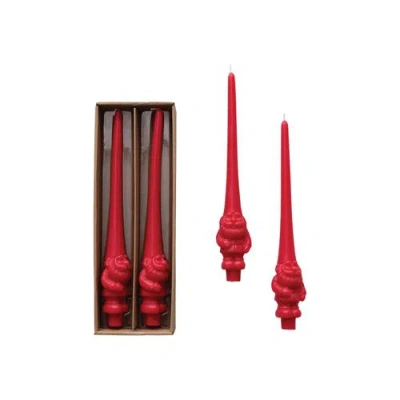 Storied Home Enchanted Gnome Taper Candles, Red, Set Of 2