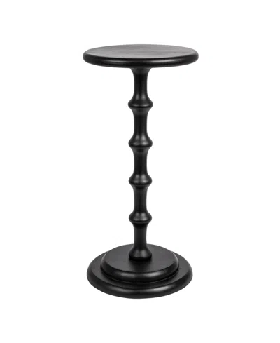 Storied Home Ergo Pedestal 12" Wood Cocktail Side Table In Black