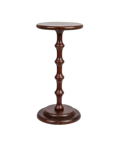 Storied Home Ergo Pedestal 12" Wood Cocktail Side Table In Brown