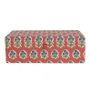 Storied Home Fabric Covered Jewelry Box With Floral Pattern And Interior Mirror, Multicolor In Red