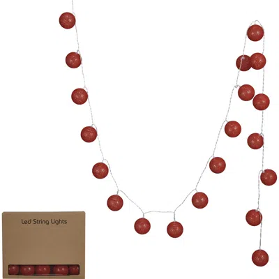 Storied Home Fabric String Ball Lights With Plastic Cord & 20 Lights In Burgundy