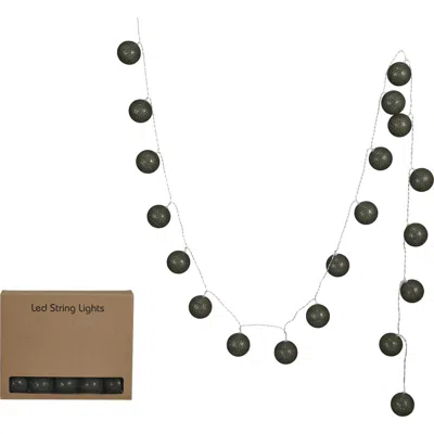 Storied Home Fabric String Ball Lights With Plastic Cord And 20 Lights, Green