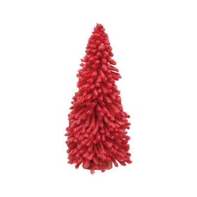 Storied Home Fabric Yarn Tree With Wood Base, Hot Pink In Red