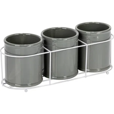 Storied Home Farmhouse Ceramic Crocks In Gray