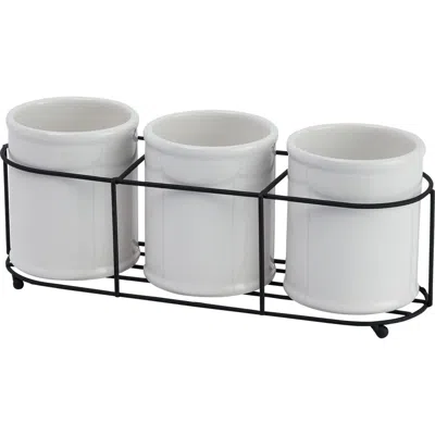 Storied Home Farmhouse Ceramic Crocks In White