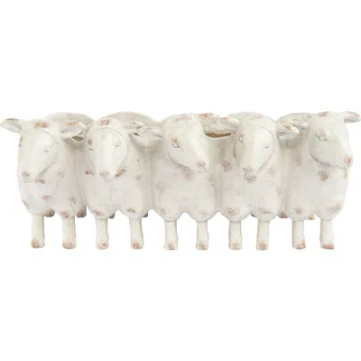 Storied Home Farmhouse Resin Sheep Planter, White