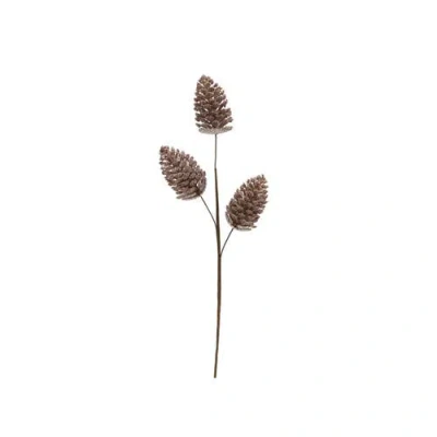 Storied Home Faux Beaded Pinecone Stem With Glitter, Champagne Finish In Silver