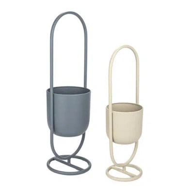 Storied Home Floor Planters Hanging On Stands In Multi