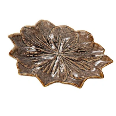 Storied Home Flower Plate In Brown