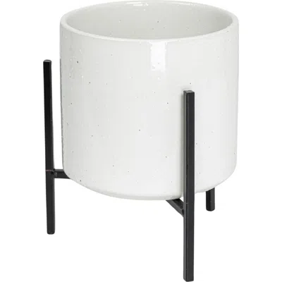 Storied Home Flower Pot With Stand In White