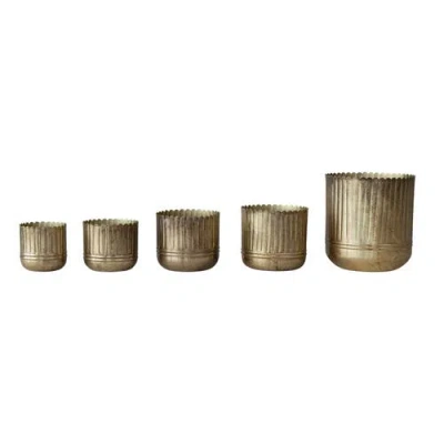 Storied Home Fluted Planters With Scalloped Rims In Gold