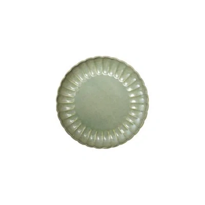 Storied Home Fluted Plate With Reactive Glaze In Green