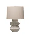 Storied Home Fluted Terra-cotta Table Lamp With Linen Shade Distressed White In Grey