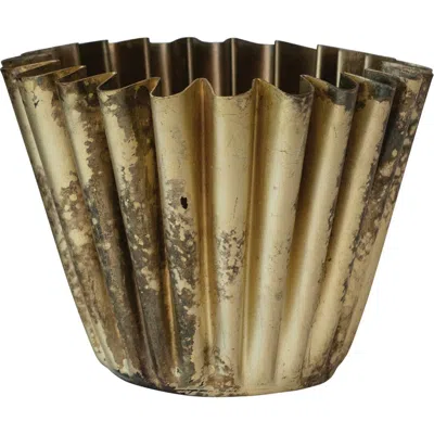 Storied Home Fluted Vase In Gold