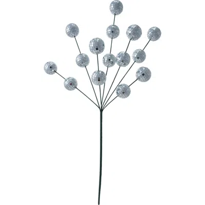 Storied Home Foam And Mirrored Glass Mosaic Ball Spray, Silver Finish