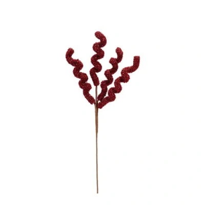 Storied Home Foam And Tinsel Curly Stem, Red