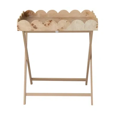 Storied Home Folding Table With Removable Scalloped Tray In Multi
