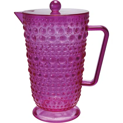 Storied Home Footed Pitcher With Lid And Raised Dots In Purple