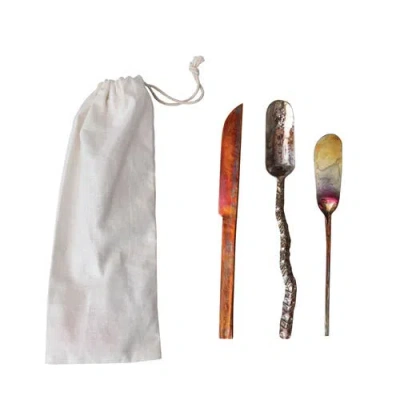 Storied Home Forged Copper Cheese Knives, Set Of 3 Styles In Multi