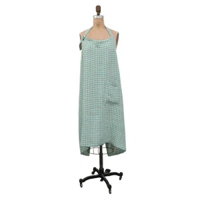 Storied Home Gingham Woven Linen & Cotton Apron In Blue