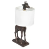 Storied Home Giraffe Table Lamp With Linen Shade, Bronze Finish In Brown