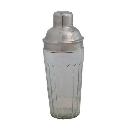 Storied Home Glass Cocktail Shaker With Stainless Steel Lid In Transparent
