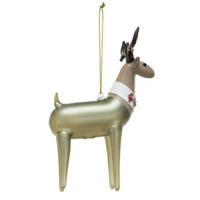 Storied Home Glass Deer Ornament With Jewels And Glitter, Multicolor In Gold