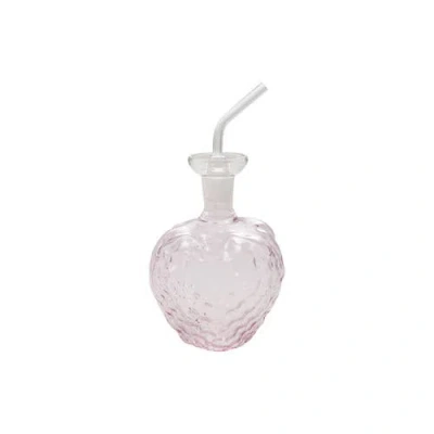 Storied Home Glass Strawberry Shaped Oil Cruet With Stopper In Pink